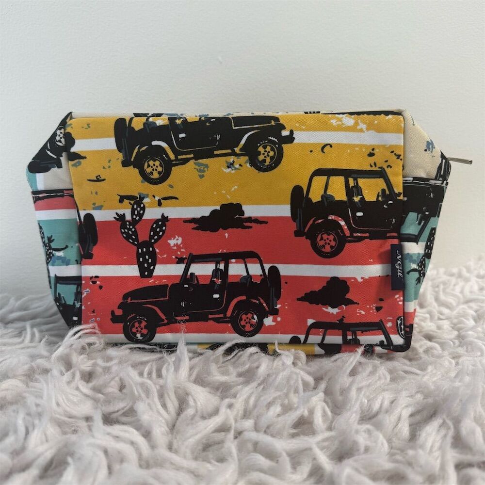 NGil‎ Multicolor Jeep Print Cosmetic Bag Clutch Travel Adventure Theme